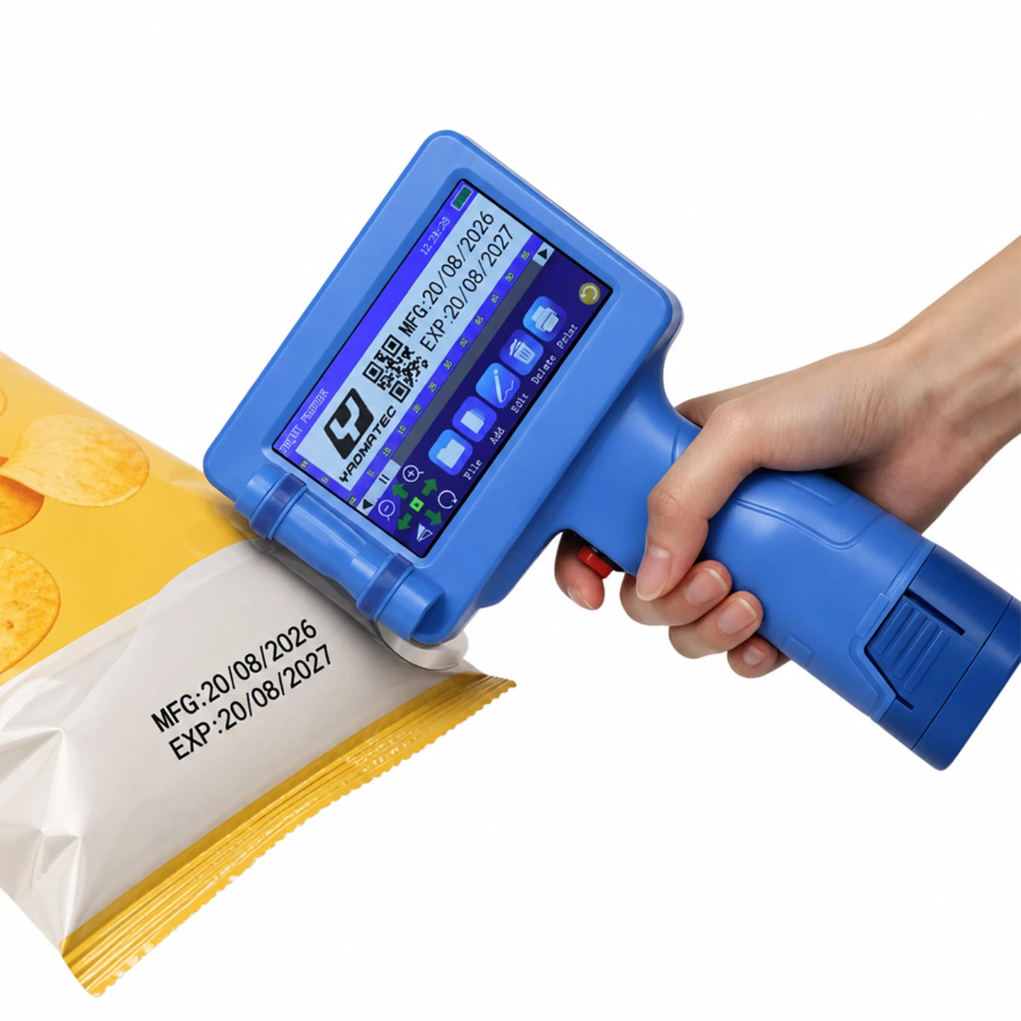 Yaomatec Y1750 12.7mm Date Code QR Barcode Batch Number Portable Handheld Inkjet Printer for Carton Plastic Metal