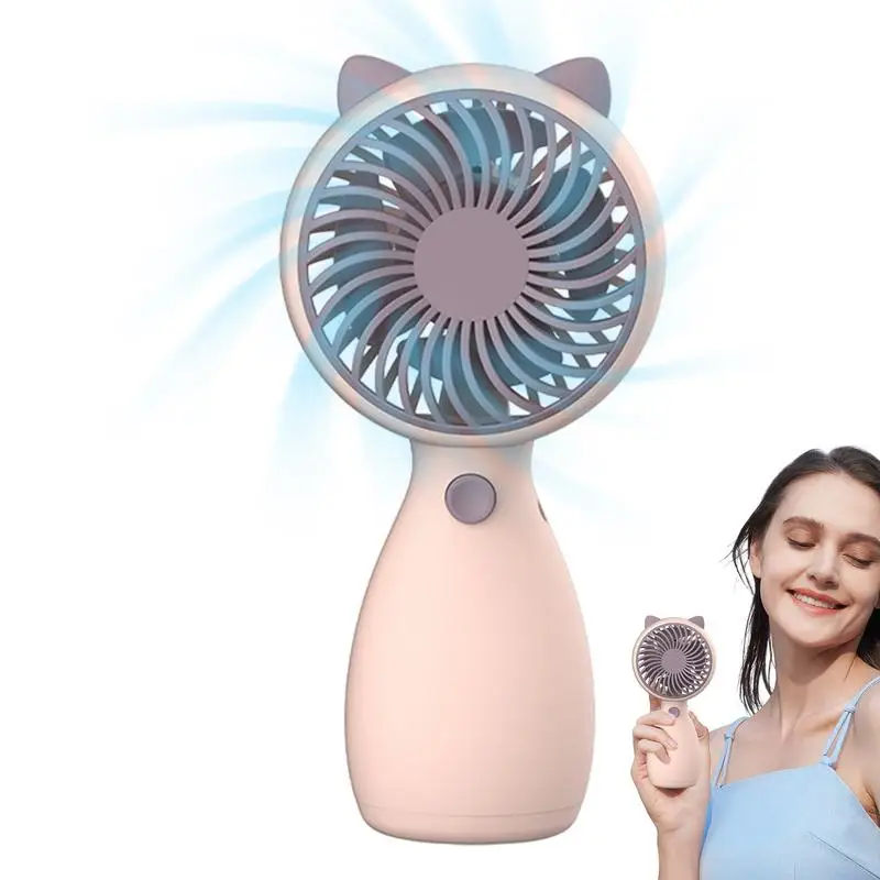 

Portable Fan Safe Hand Held Fan Exquisite Portable Fan Battery Powered Convenient Rechargeable Small Fan With Non-Slip Handle