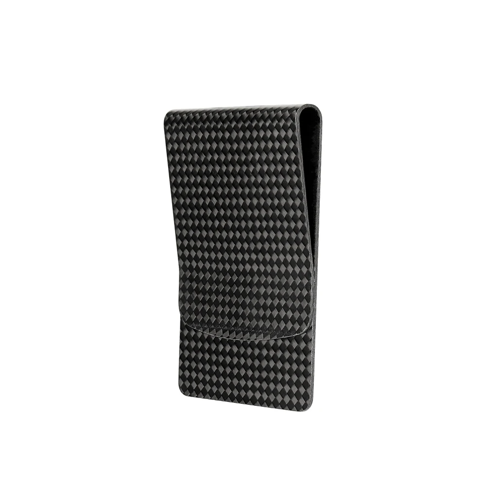55mm Unieke Geschenken Echte Matzwarte Koolstofvezel Creditcard Clip Ultradunne RFID Blokkeren Geld Cash Cilps voor Mannen Vrouwen
