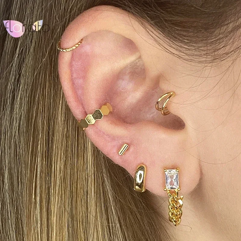 Pendientes de tuerca con cadena colgante de cadena de Metal con aguja de Plata de Ley 925 para mujer, pendientes de cristal delicados, joyería fina