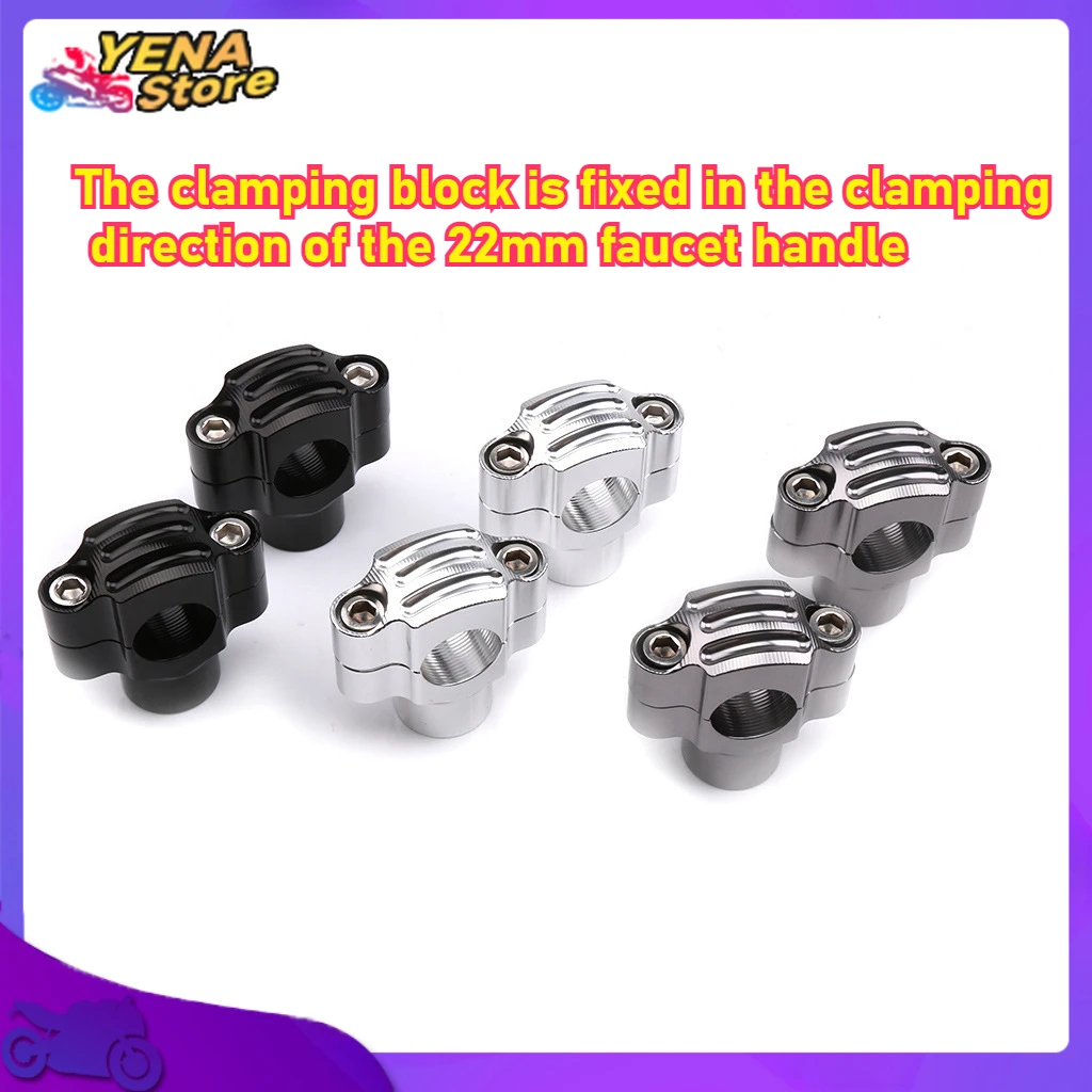 

New 1 pair of CNC aluminum alloy motorcycle handlebar riser adapter handle rod mounting clamp 22mm M12 fixing screw fittings