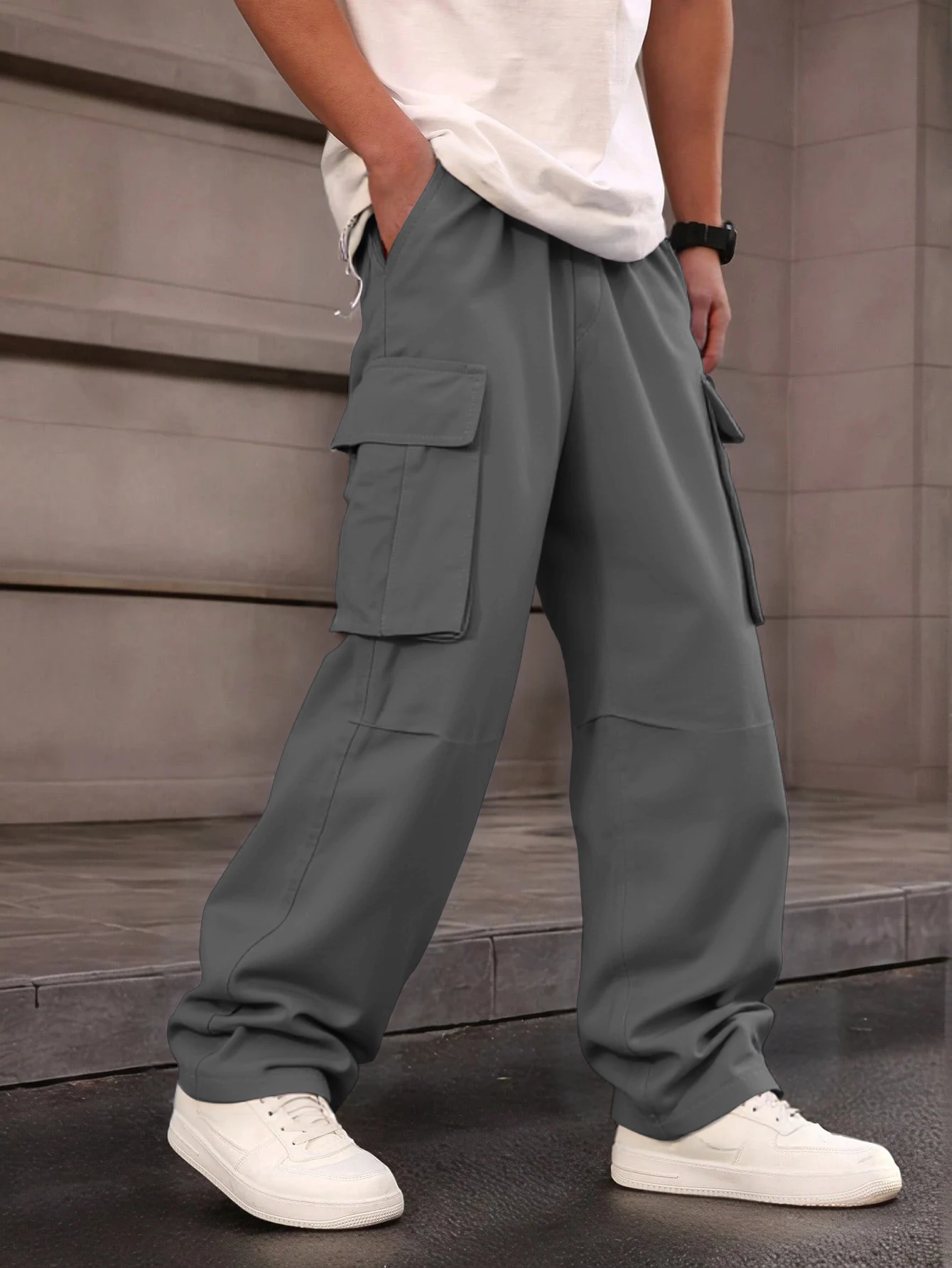 3D Pockets, Street-bombing Workwear, Trendy Functional Lacing, Loose-fitting Casual Pants, Men's Straight-cut Fashion