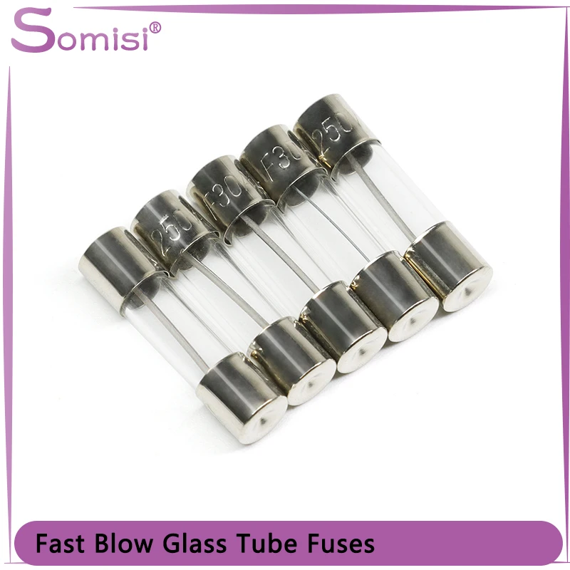 50/100Pcs Glass Tube Fuse 5x20MM 0.1A 0.2A 0.5A 1A 2A 3A 4A 5A 6A 8A 10A 12A 15A 20A 30A 25A 250V Fast Blow Fuses Fusibles