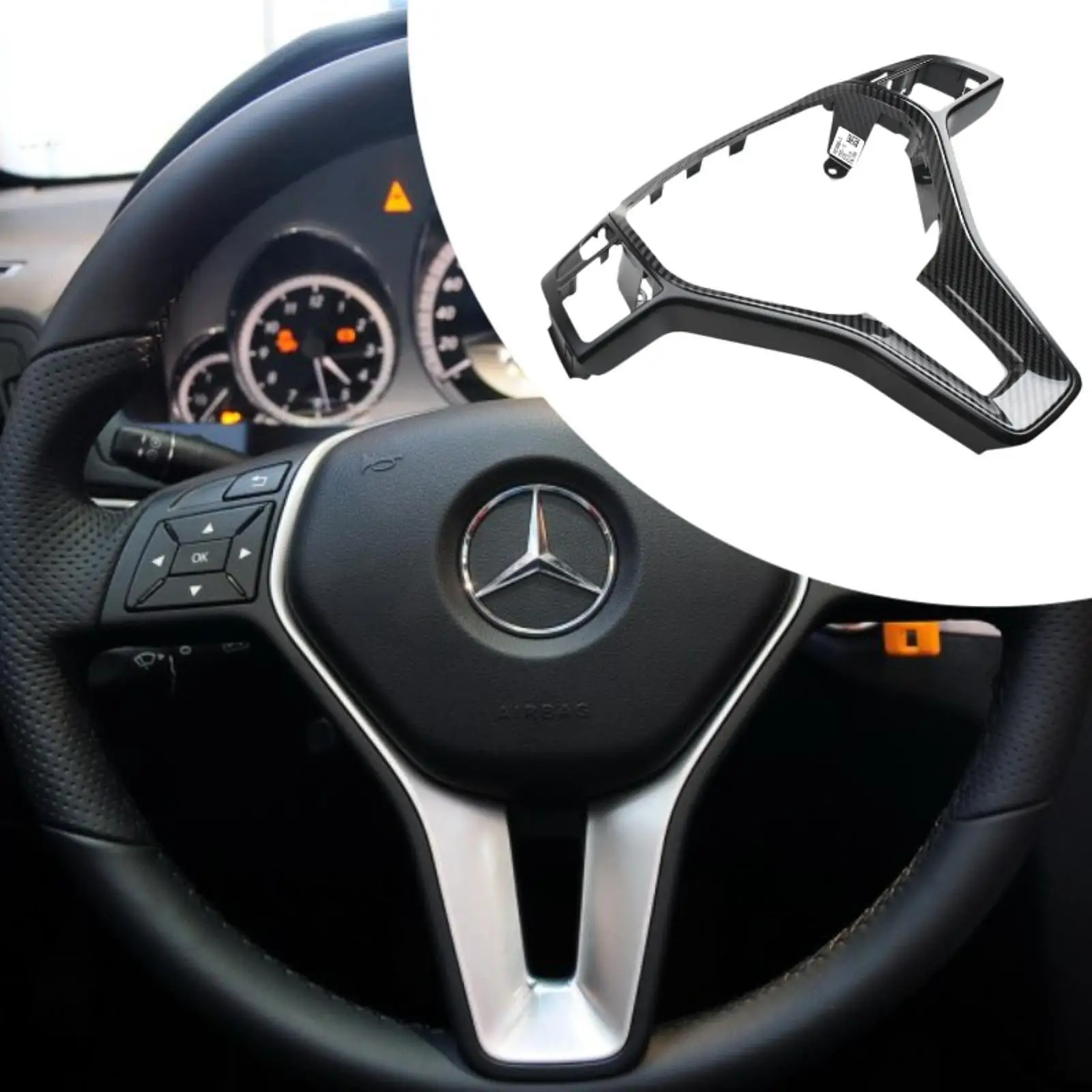 

Modern Car Steering Wheel Center Frame Cover Durable ABS Decor for Mercedes Benz a B C E GLK GLA CLA CLS Interior Accessories