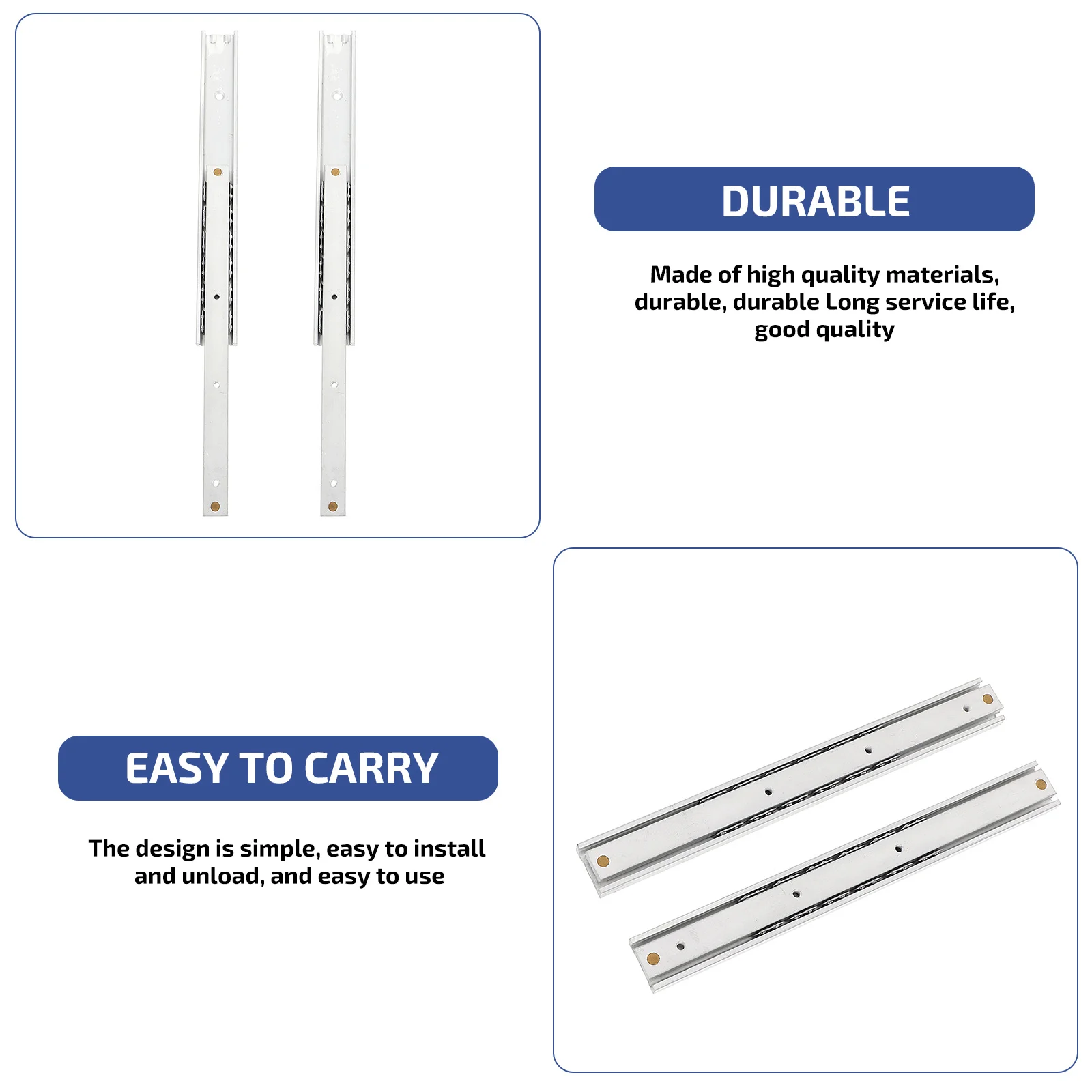 

2pcs Heavy Duty Bidirectional Sliding Rail Extended Drawer Slide For Furniture Cabinet Cupboard Miniature Rails Wear-Resistant