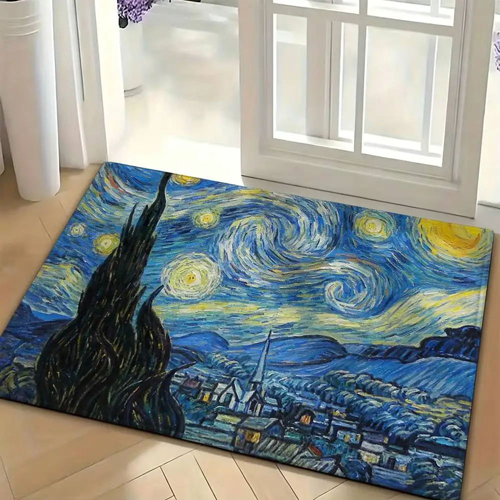 Art V-Van G-Gogh Oil Creative Bedroom Decor Carpet  for Living Room Thick Plush Study Floor Mat Home Fluffy Soft Rug