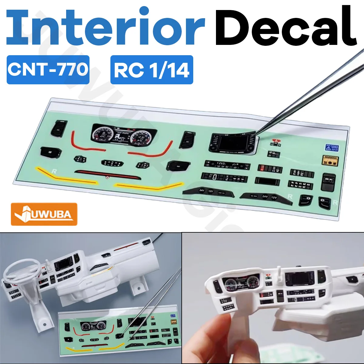 770S Truck Interior Decal Waterproof Sticker For 1/14 Tamiyaa RC Truck Tractor Scaniaa 56368 56371 6X4 8x4 4x2 Toy Model Parts