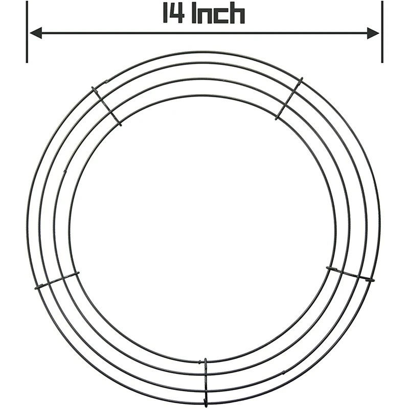 14 inci bingkai karangan bunga kawat logam lingkaran bulat bentuk membuat cincin hijau untuk pesta Natal dekorasi rumah paket DIY