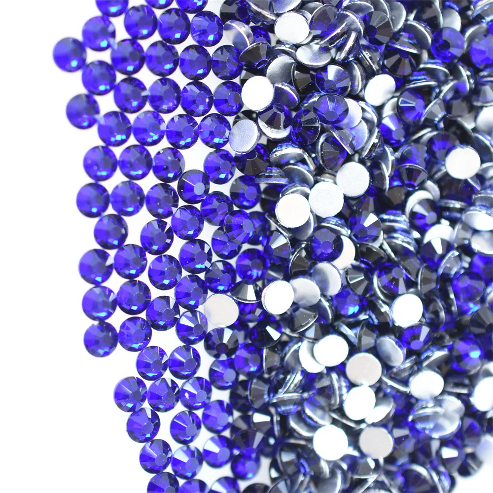 1440PCS SS4-30 Royal Blue Glass Nail Art Decorations Non Hotfix Flat Back Rhinestones Stones Crystals Strass DIY Garment