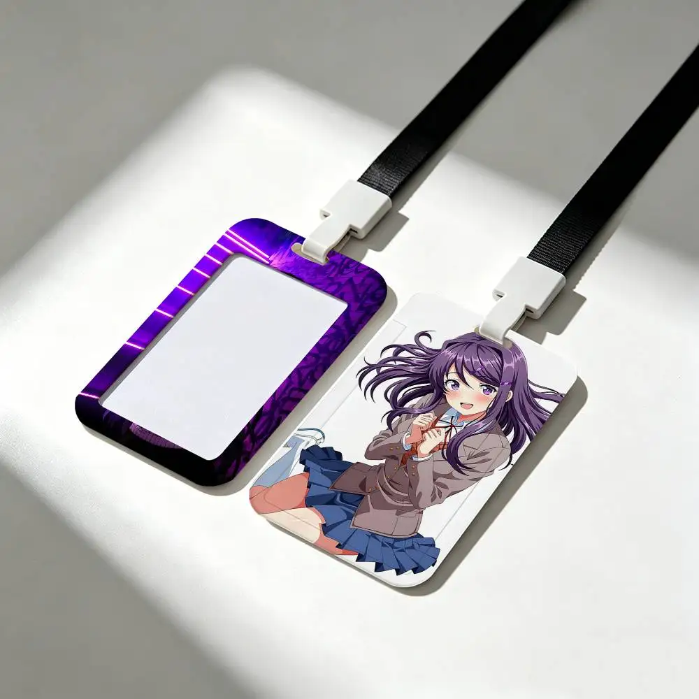 Kawaii Y-Yuri DDLC Card Holder Neck Strap Pendant Door Badge Holder Lanyards Keychain Work Credential Case Gift