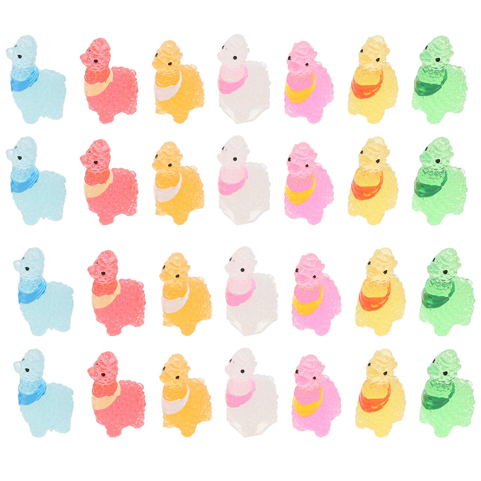 

60Pcs Resin Alpaca Micro Landscape Decor Luminous Mini Garden Ornaments for Desktop Mini Landscape Decoration Creative Reusable