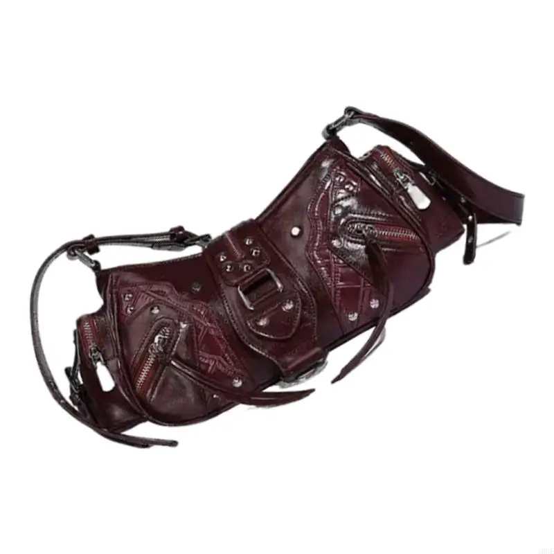 

Stylish PU Leather Shoulder Bag with Rivet Detail Retro Underarm Bags For Women