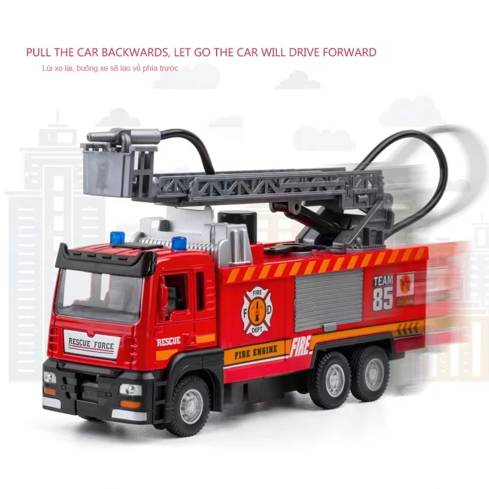 Caminhões de escada do motor de incêndio para crianças Metal Diecast, carros de brinquedo da liga, modelo para meninos, crianças, brinquedos, veículos, coleção Hobbies, 1:32, novo