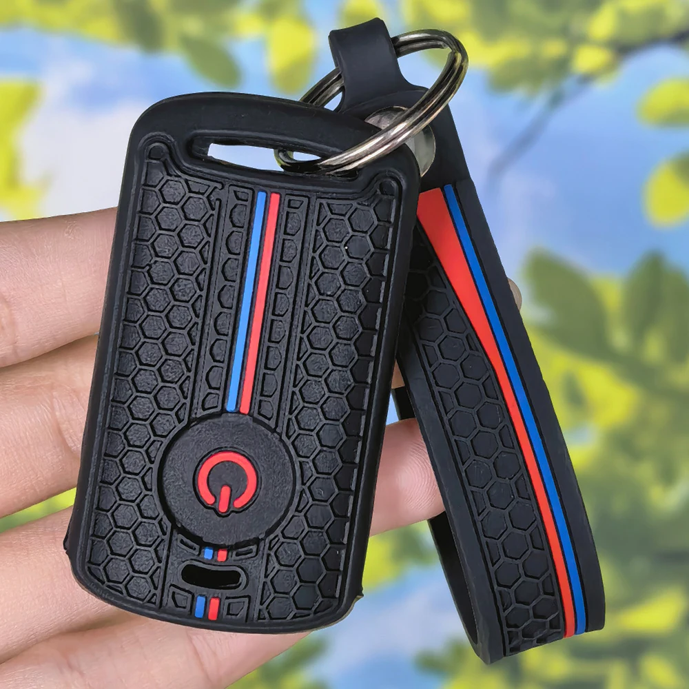 Honeycomb Styled Silicone Key Holder Shell with Keychain for YAMAHA XMax 125 250 300 400 Tricity NMAX 125 Tmax Tech Max