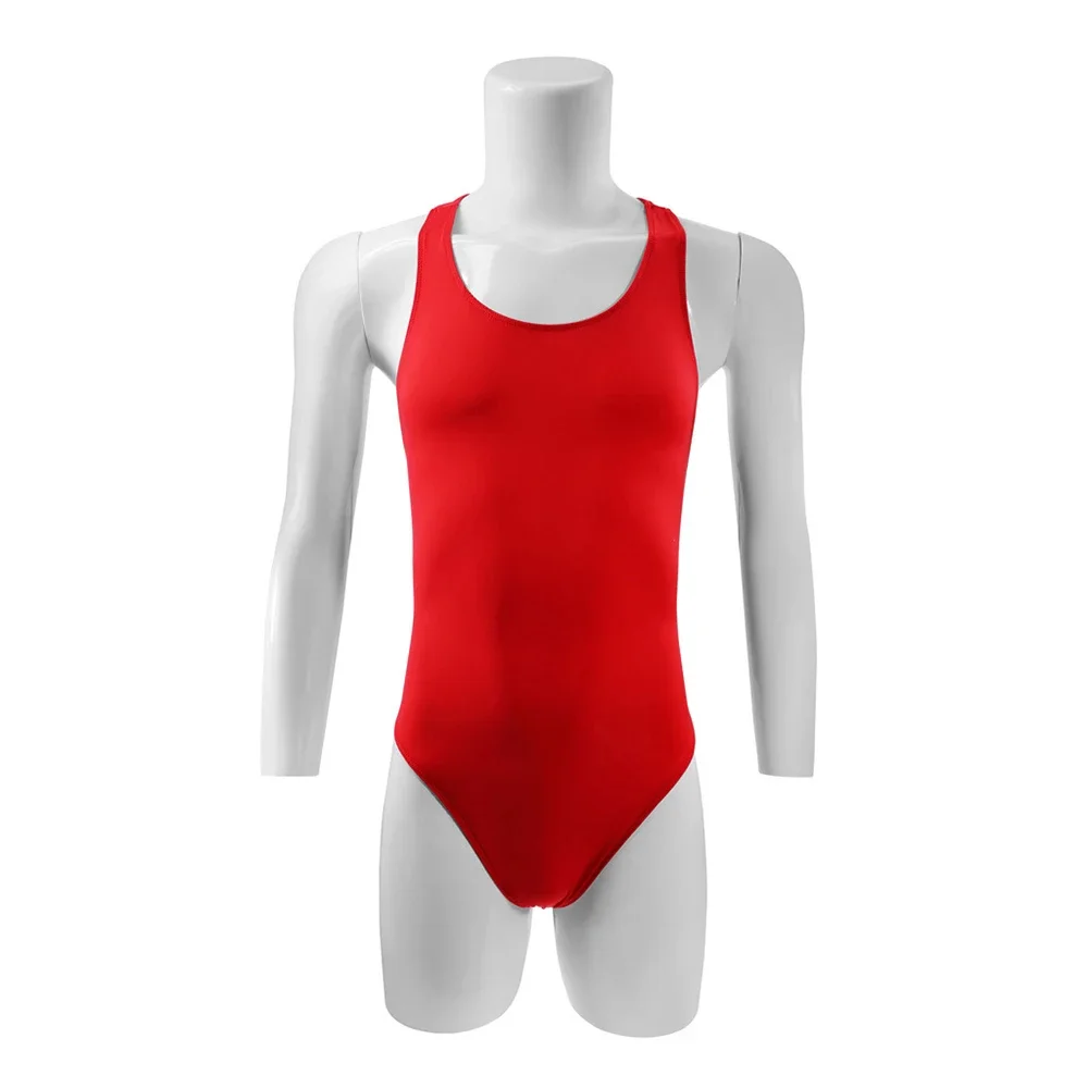 Mens Ice Silk Bodysuit Seamless Wrestling Singlets Jumpsuit Sexy Backless Rompers Sleeveless Undershirts Man Fitness Sportwear