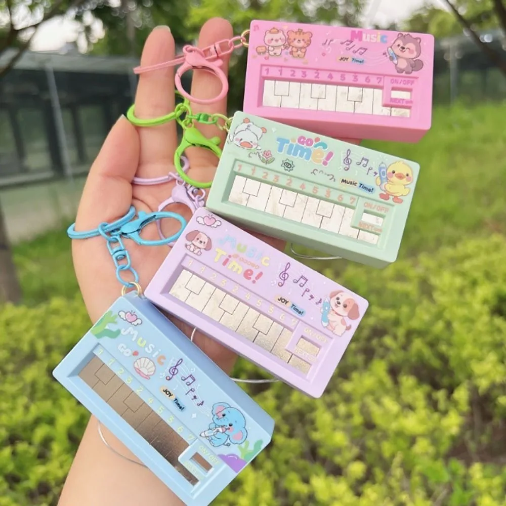 Cute Multicolor Electronic Piano Keychain with Induction Rod Keychain Design Bag Pendant Cartoon Animal Stress Relief Gift