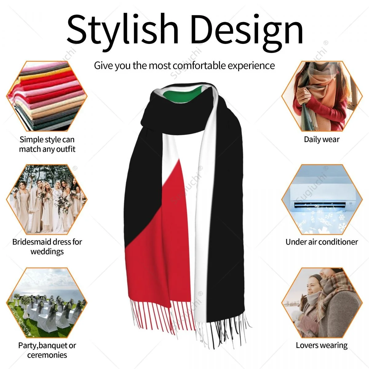 Palestine Flag Scarf Pashmina Warm Scarves Shawl Wrap Hijab Spring Winter Multifunction Unisex