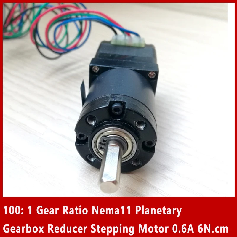 100: 1 Gear Ratio Nema11 Planetary Gearbox Step Engine Nema 11 Reducer Stepping Motor 0.6A 6N.cm