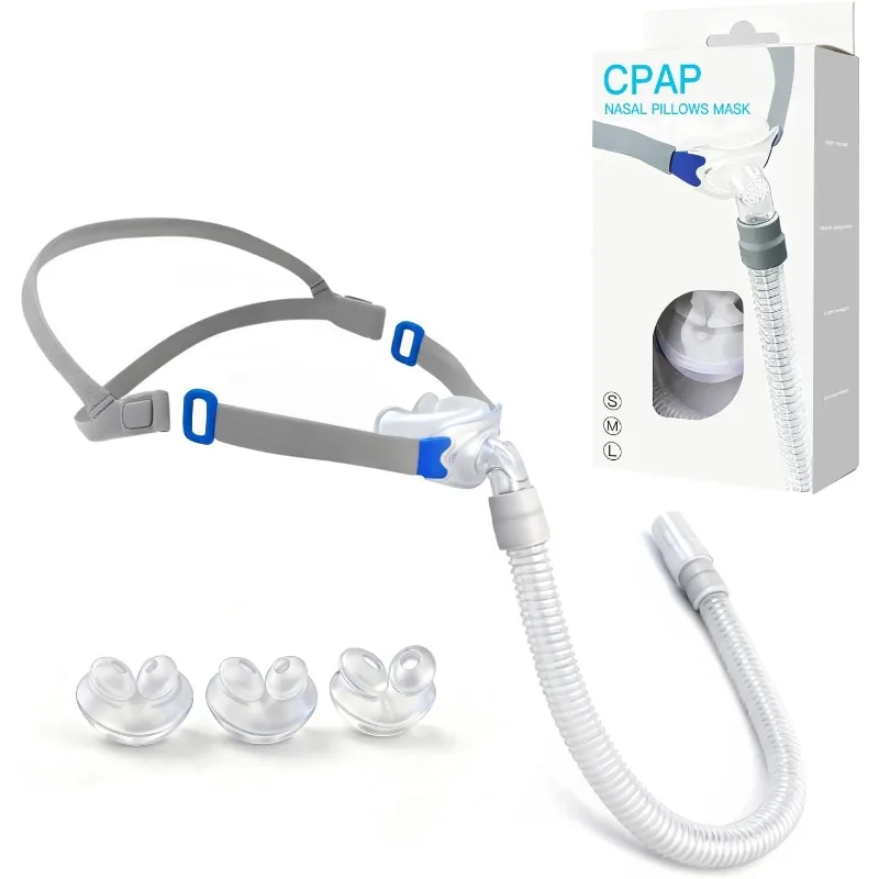 Nasal Pillow Mask, Nasal Pillow Set with Detachable Headgear, Frame, Tube and 3 Different Sizes of Nasal Pillows(S, M, L)