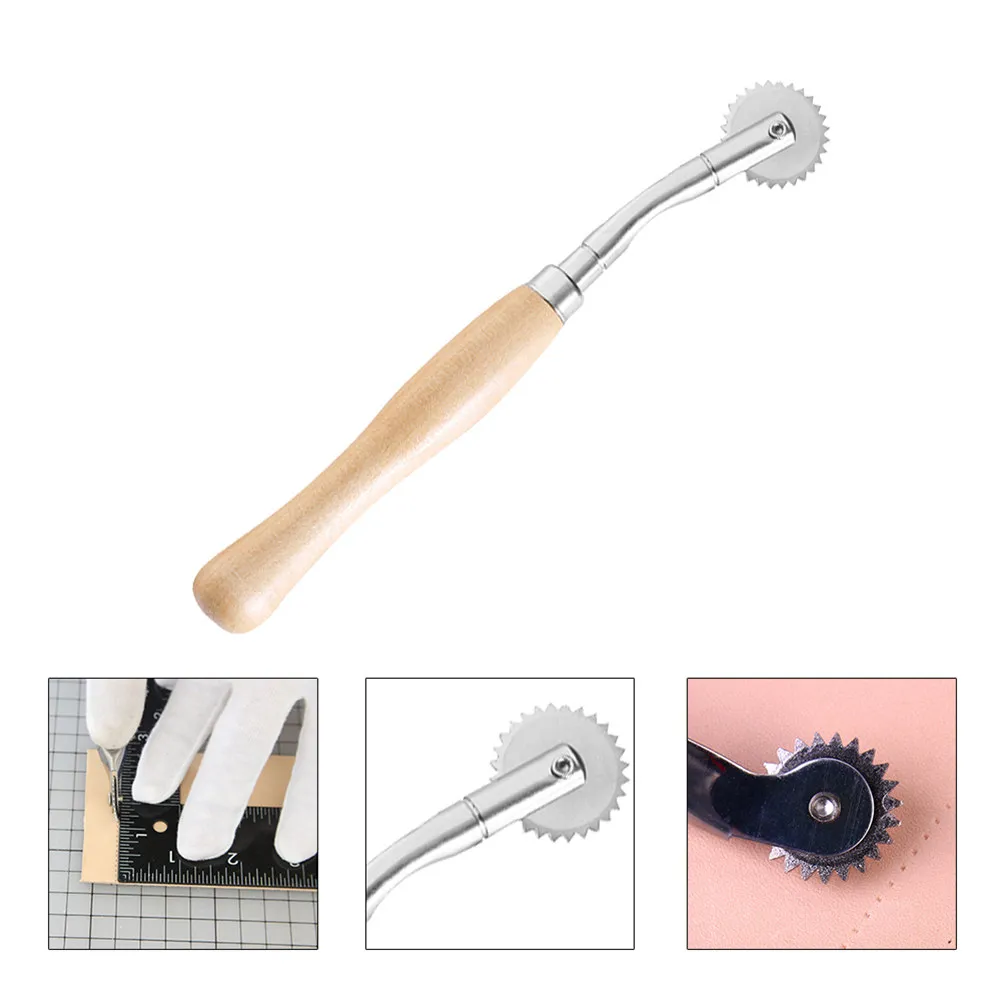 Wooden Handle Cloth Toothed Wheel Steel Pressure Round Delimit Scribe Cross-Stitch Scanning Line Tailor Sewing Tool