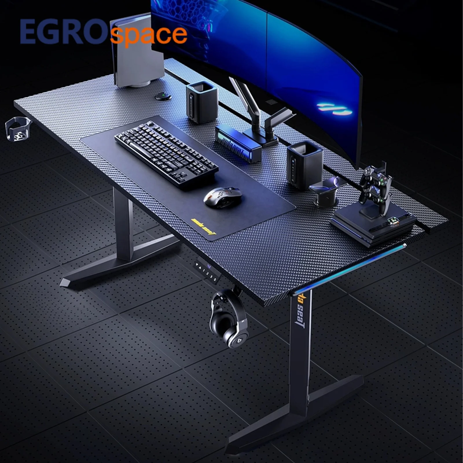 Modern Luxury Style Dual Motor Electric Lifting Wood Durable Adjustable Computer Table Gaming Desk