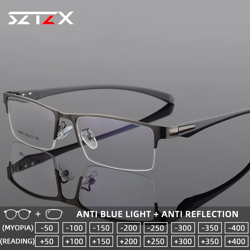 SZTZX Business Elastic Casual Style Anti Blue Light Reading Glasses Anti-Reflection Myopia Glasses Custom Prescription Eyewear