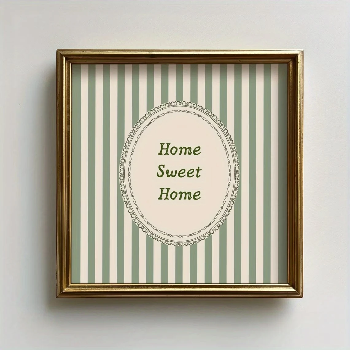 Modern,Retro Sweet Green Stripes Of Home Quote Wall Art Print Canvas Painting Poster Picture For Living Room,Bedroom Home Decor image 4
