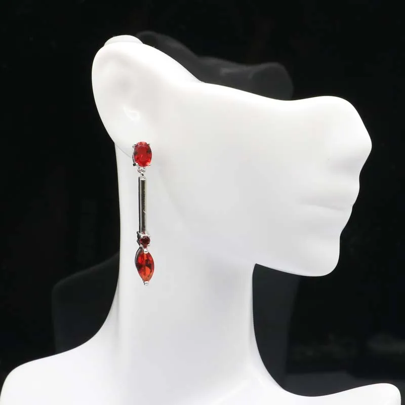 

Buy 5 Get 1 Free 40x5mm Minimalist style Long Golden Citrine Red Blood Ruby Women Silver Earrings