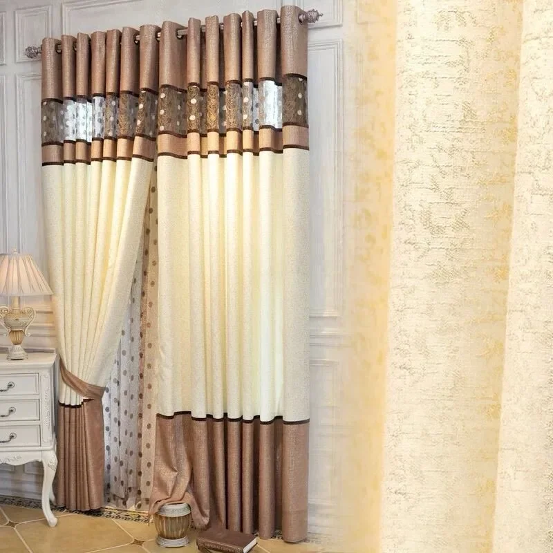 

Curtain Cloth Chenille Stitching Bird's Nest Living Room Bedroom Chinese Style Curtains for Living Room Bedroom