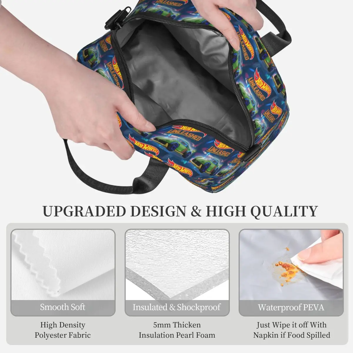 Hot Wheels Cars Insulated Lunch Bag for Women Office Cooler Thermal Box Tote Portable Lunch Boxes view 3