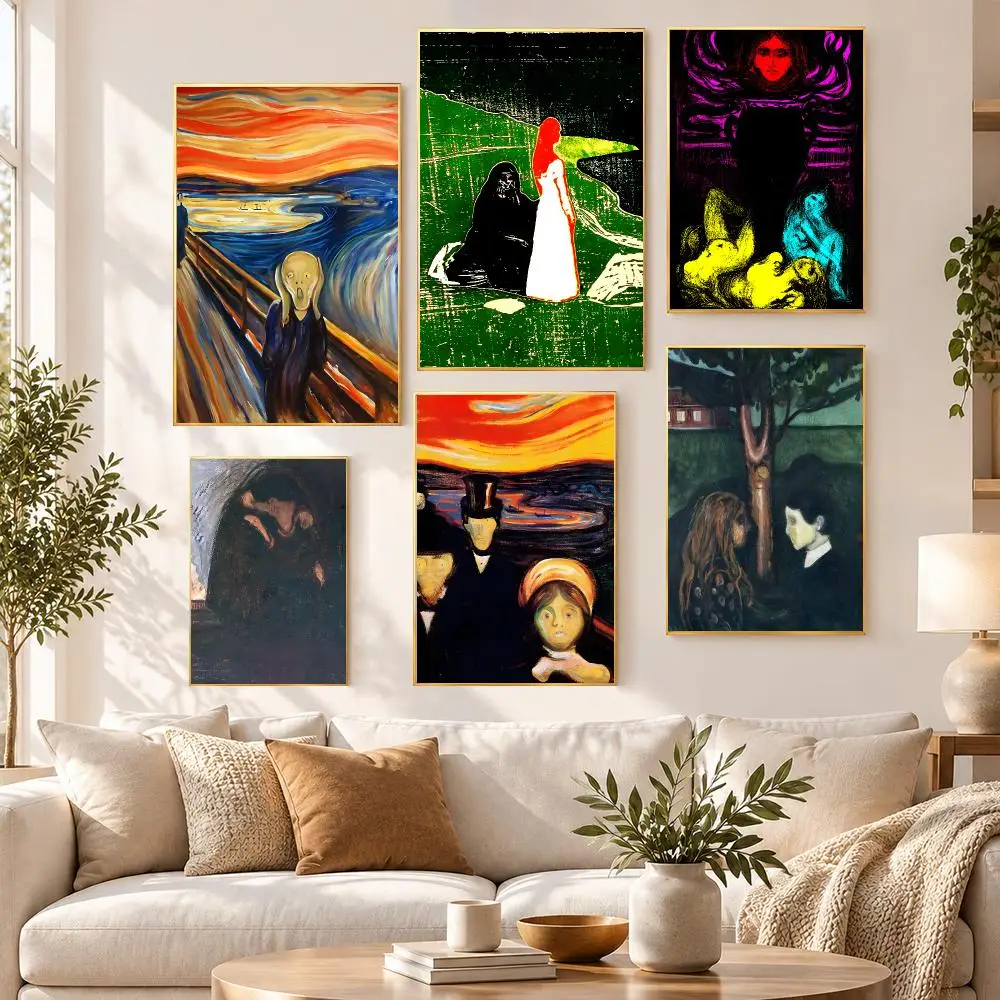 Artist Creative Modern Edvard Munch Poster HD Waterproof PP Self Adhesive Aesthetic Bedroom Dorm Gaming Room Home Decor Gift