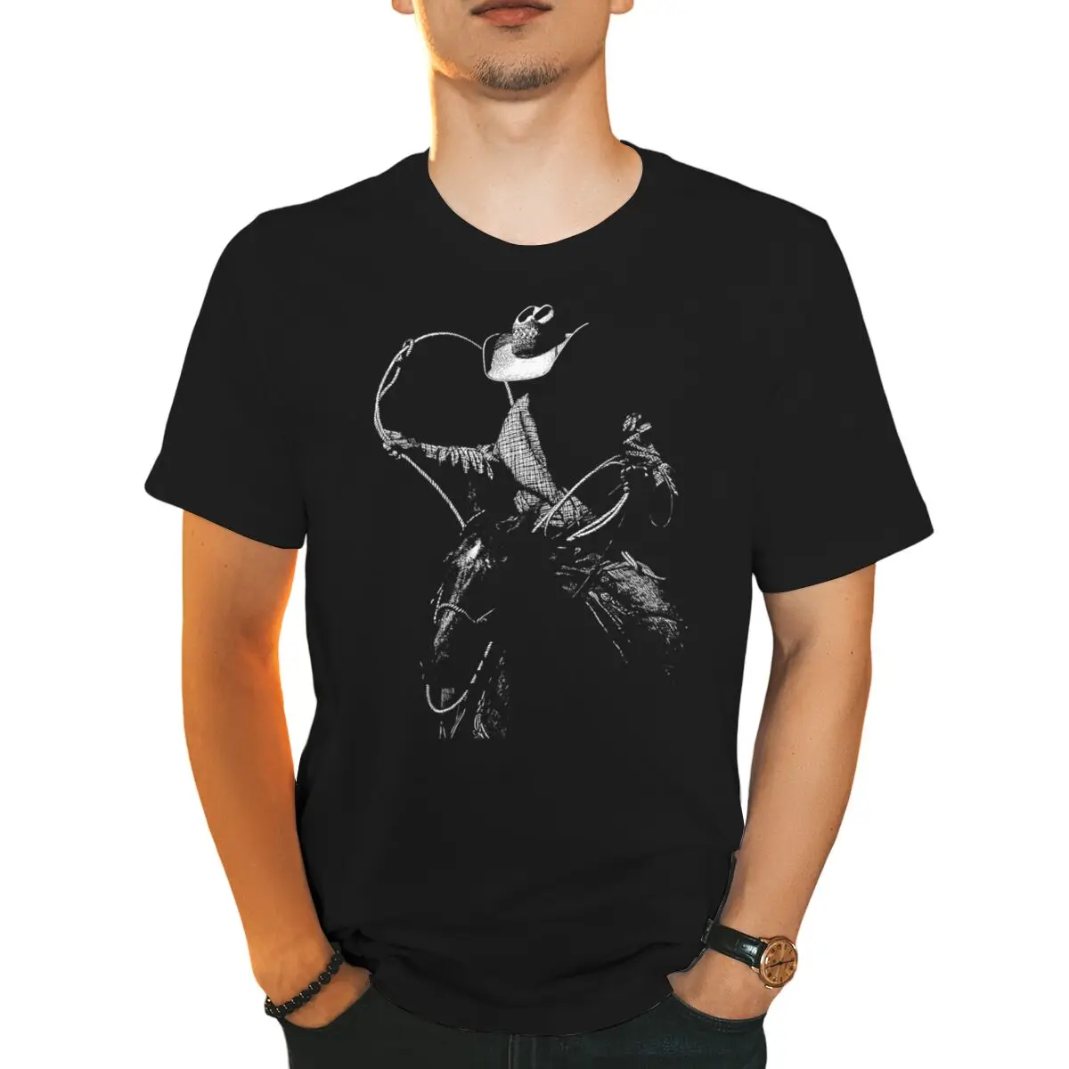 

Ретро футболки с принтом ковбой и лошади, мужские летние повседневные футболки с короткими рукавами, футболка с круглым вырезом и графикой, забавная ковбойская рубашка