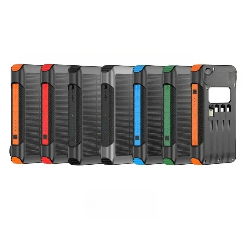 Hand-cranked solar power bank 20000mAh self-contained cable mobile power supply