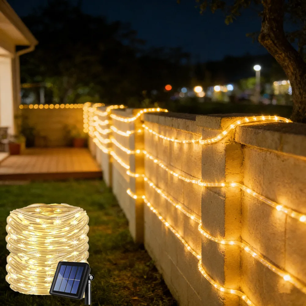 

Outdoor Solar Tube Rope Lamp Christmas Garland Fairy Lights LED String Lights Garden Party Wedding for Holiday Home Decoration