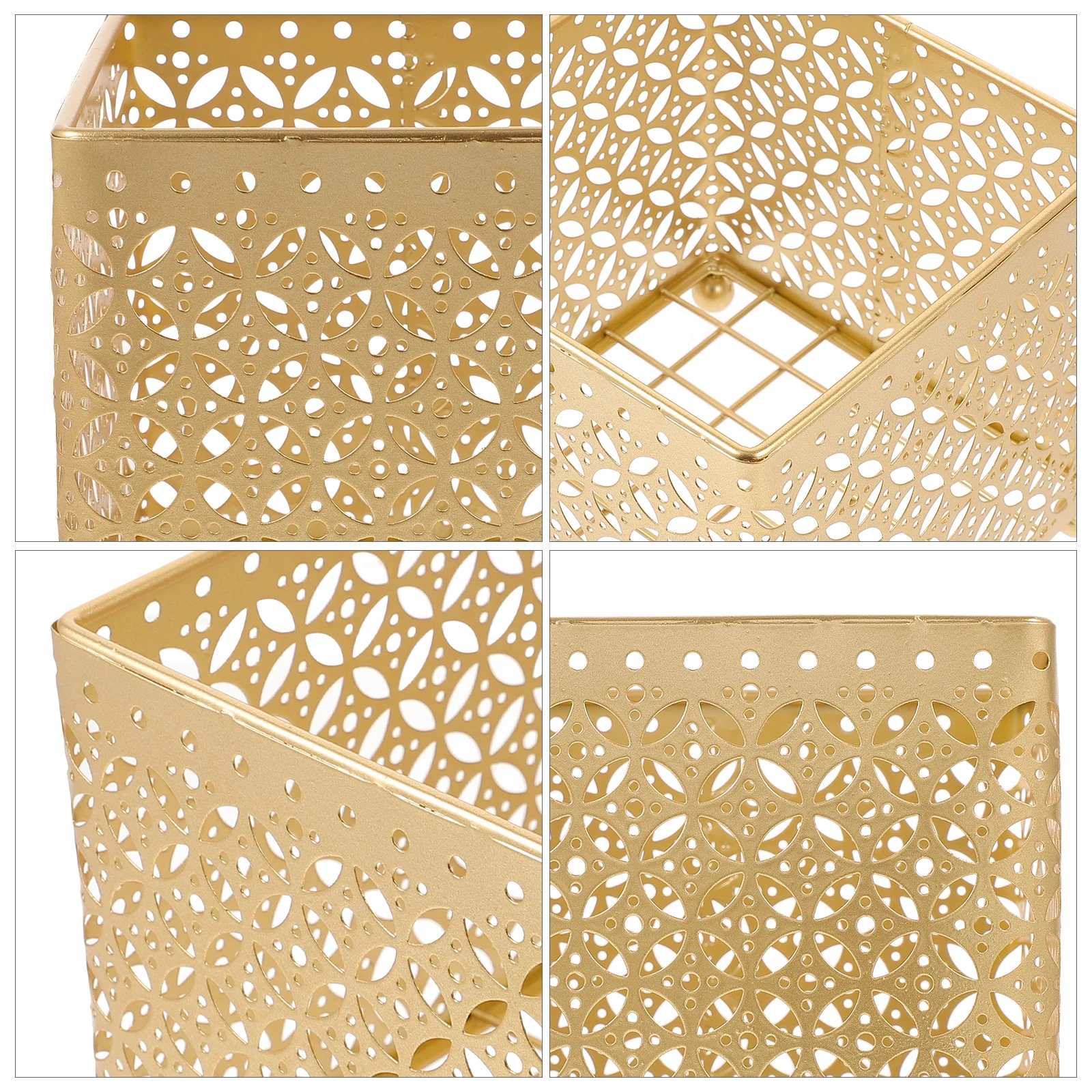 

Metal Storage Basket Gold Modern Style Desktop Organizer Makeup Cosmetics Holder Desk Pen Holder Multifunctional