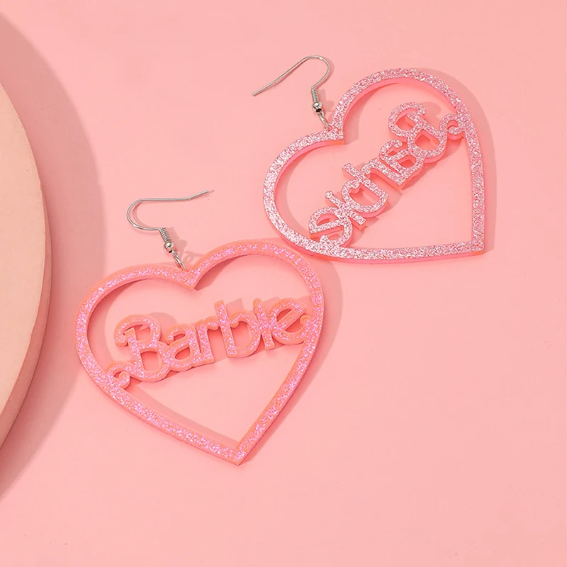 女性のためのピンクのバービーのハートの耳,シンプルでクリエイティブなデザイン,アクリルジュエリー,誇張された楽しみ,面白い韓国のファッション,高級品