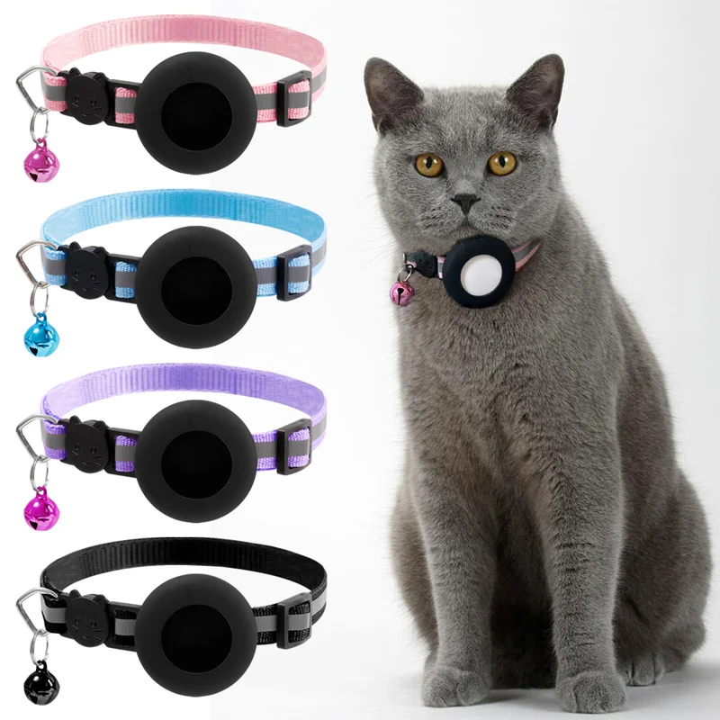 For Apple Airtags Cover Cat Collar Bell Ring Luminous Nylon Kitten Dog Collar for AirTag GPS Finder Anti Loss Tracker Device