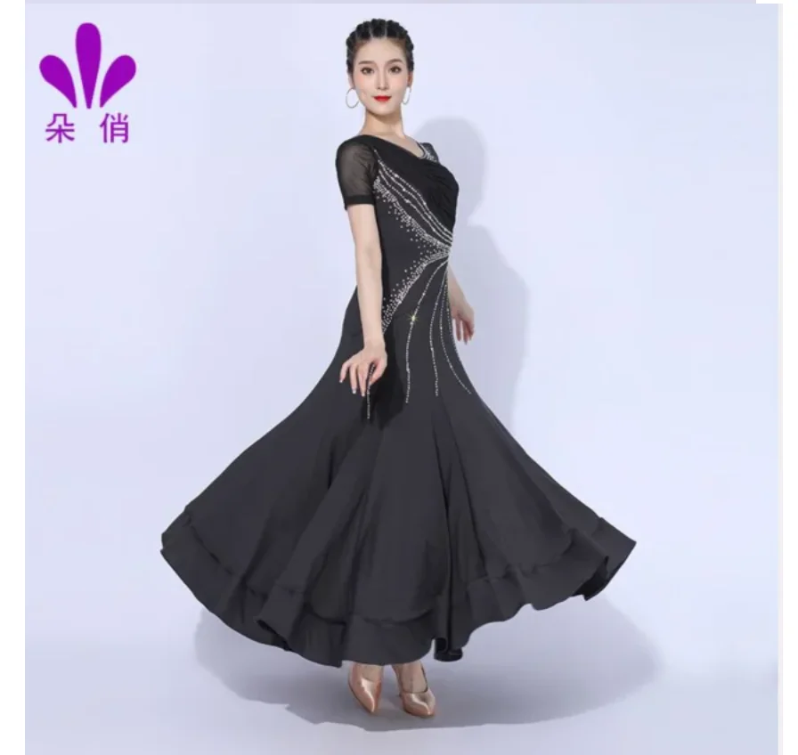 

1pcs/lot woman ballroom dance dress lady fashion rhinestone waltz dance long dress