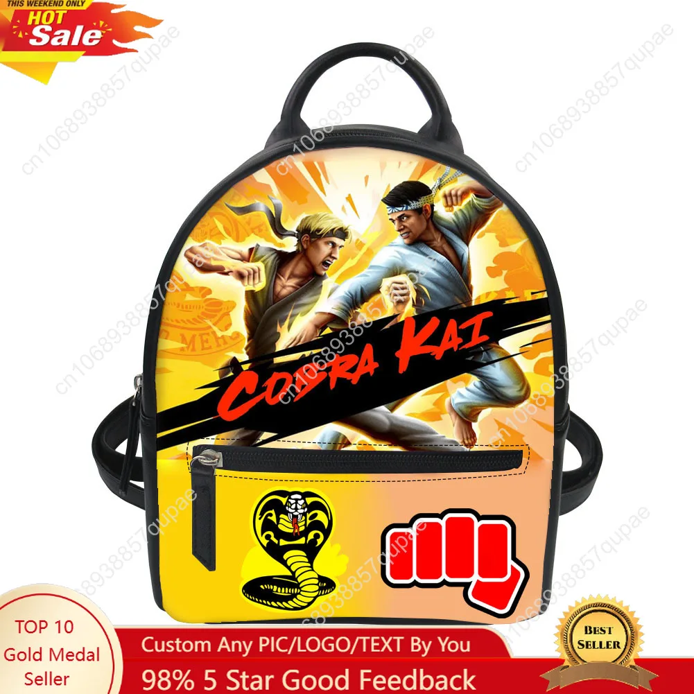 

Cobra Kai Custom Backpack Purse Women Retro Street Carter Schoolbags Double Shoulder Bag Mini Daypack Leather Travel Bag