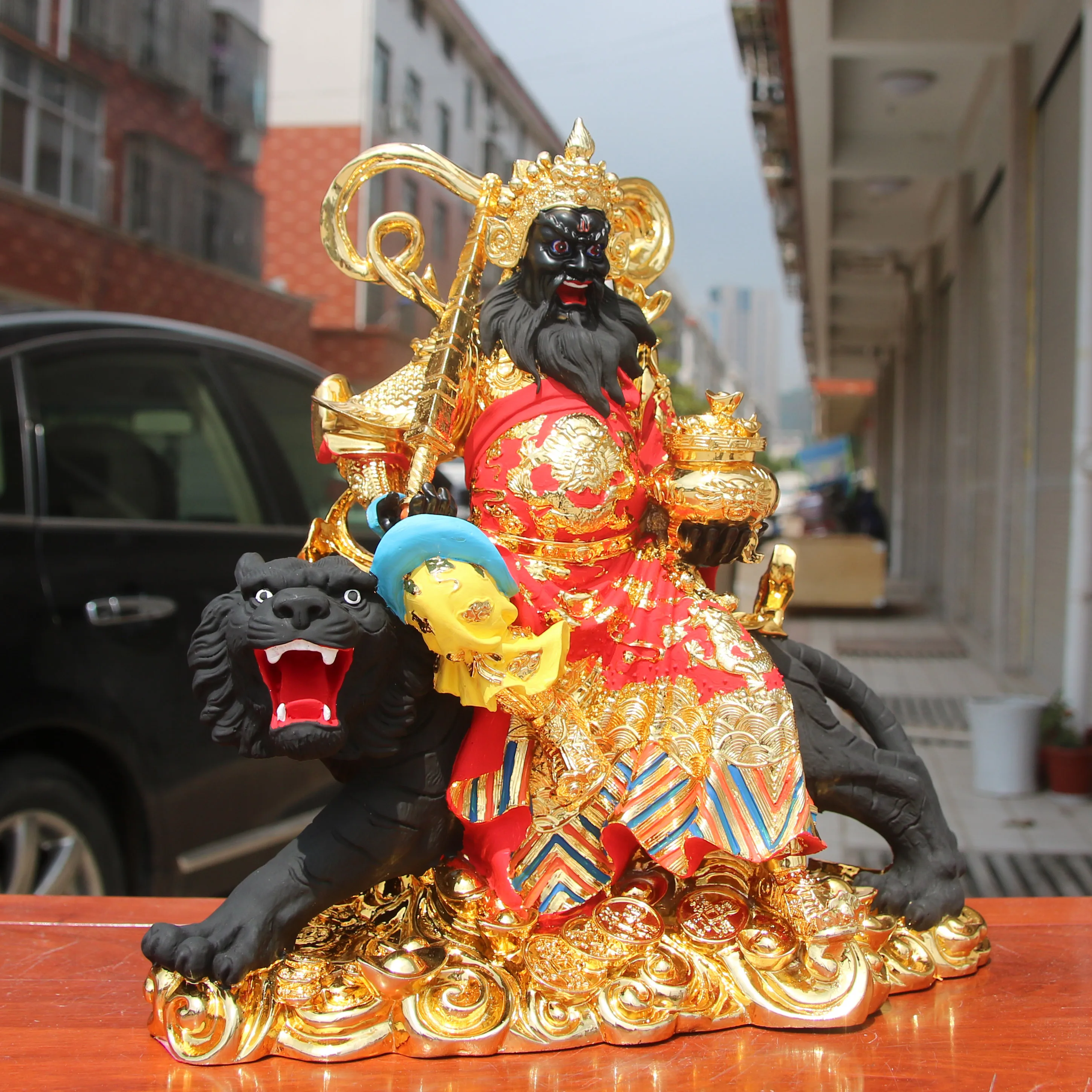 38 سنتيمتر متجر منزلي كبير شركة النمر تعويذة طرد الأرواح الشريرة الثروة الله حسن الحظ كاي شين تشاو غونغمينغ فنغ شوي تمثال #4