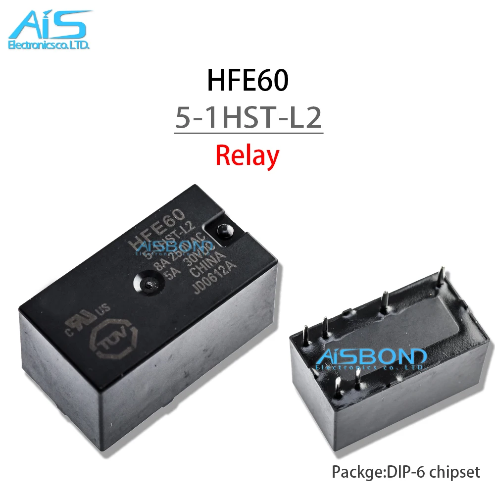 5Pcs/Lot New HFE60 12-1HST-L2 5-1HST-L2 24-1HST-L2 6Pin DC5V 12V 8A 250VDC Magnetic Latching Relay 6Pin