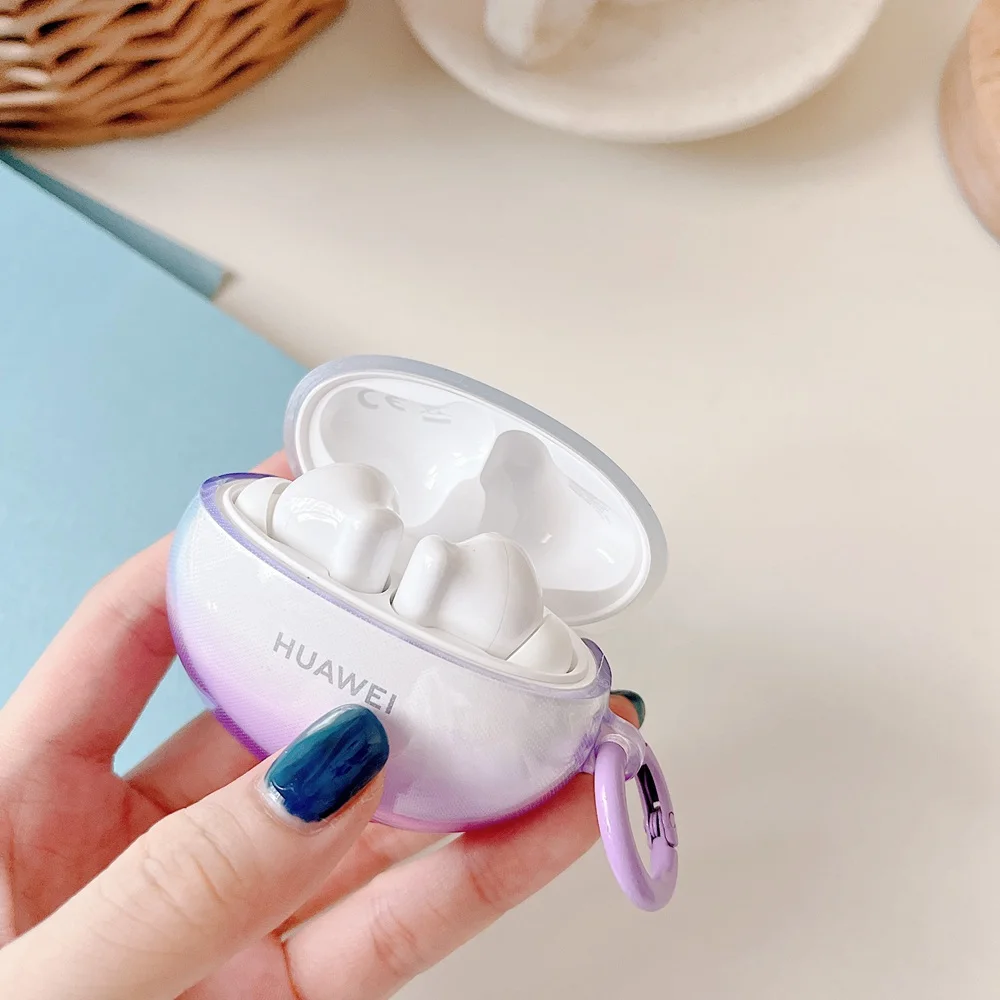 Прозрачный чехол из ТПУ с градиентом ярких цветов для Huawei Freebuds 4i 5i 4 3 Pro, защита для беспроводных наушников, мягкий силиконовый чехол