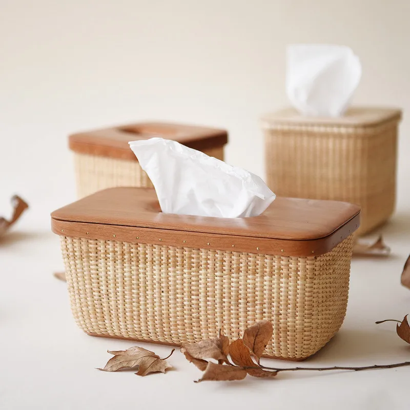 Rattan tissue box Japanese style minimalist living room home car car tissue box B&B hotel tissue box