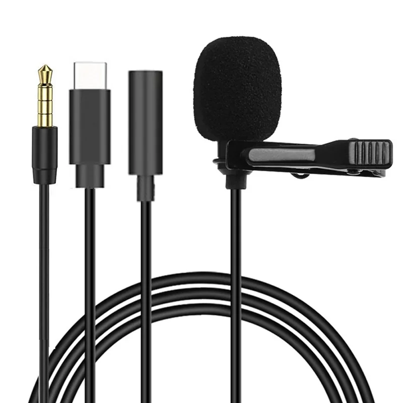 3,5-mm-Mini-Mikrofon Typ C Ansteckmikrofon Tragbares USB-Typ-C 3,5-mm-Profi-Mikrofon für DSLR-Kamera PC Laptop