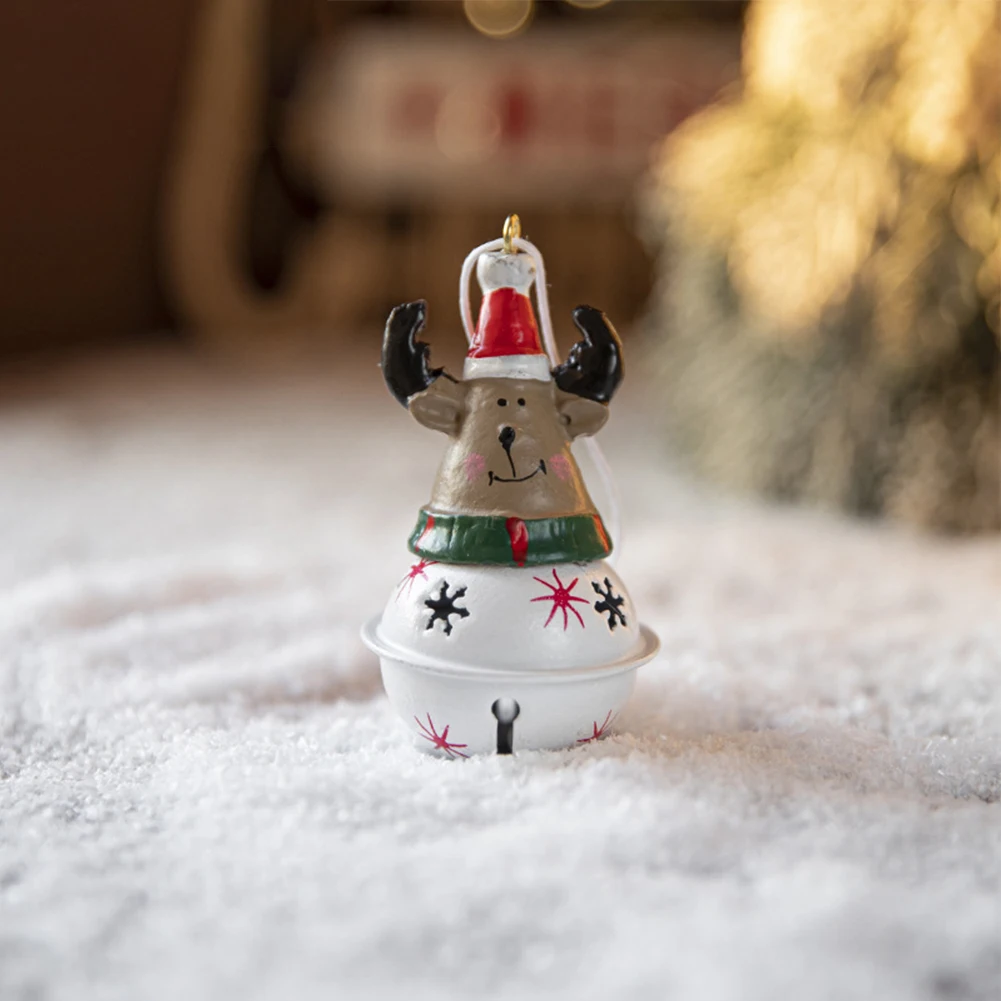 Christmas Painted Snowman Bell Pendant Metal Craft Statues Christmas Jingle Bell Christmas Tree Holiday Party Home Decoration