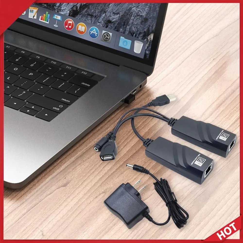 USB Ethernet Extender with Power Adapter USB 2.0 Network Cable Extender To RJ45 Connections Up To 100m for Camera Mouse Keyboard