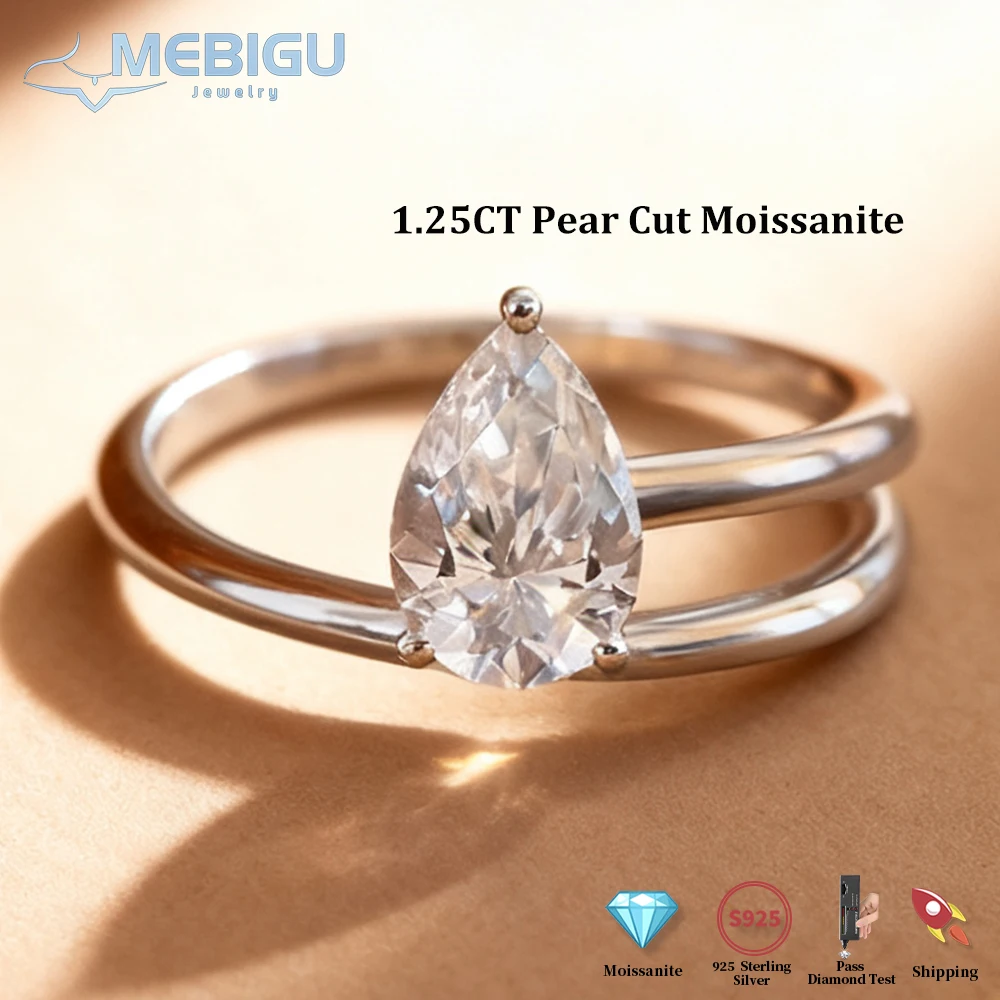 

Mebigu Dainty 1,25 карата грушевидной огранки, кольцо с муассанитом s925, серебряные кольца с бриллиантами, вечерние, свадебные, женский подарок