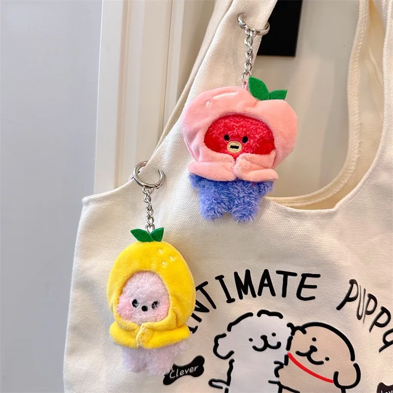 LLavero de felpa de la serie BEAST KINGDOM BT21, colgante de cabeza de fruta, bolsa de dibujos animados, accesorios bonitos, regalo de cumpleaños