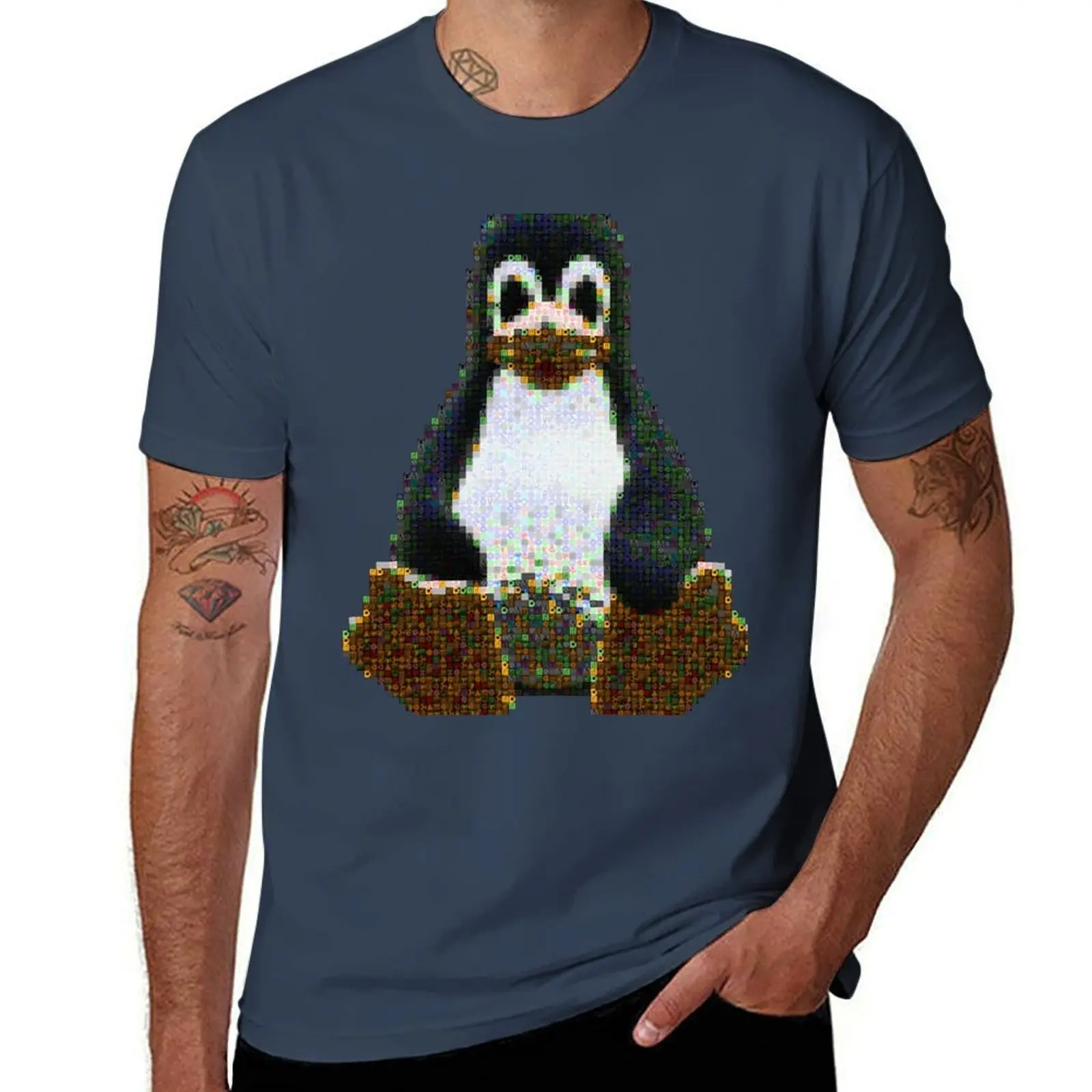 

Tux mosaic made from text screenshots T-Shirt t shirt man cotton t shirts cotton 100% T-Shirt