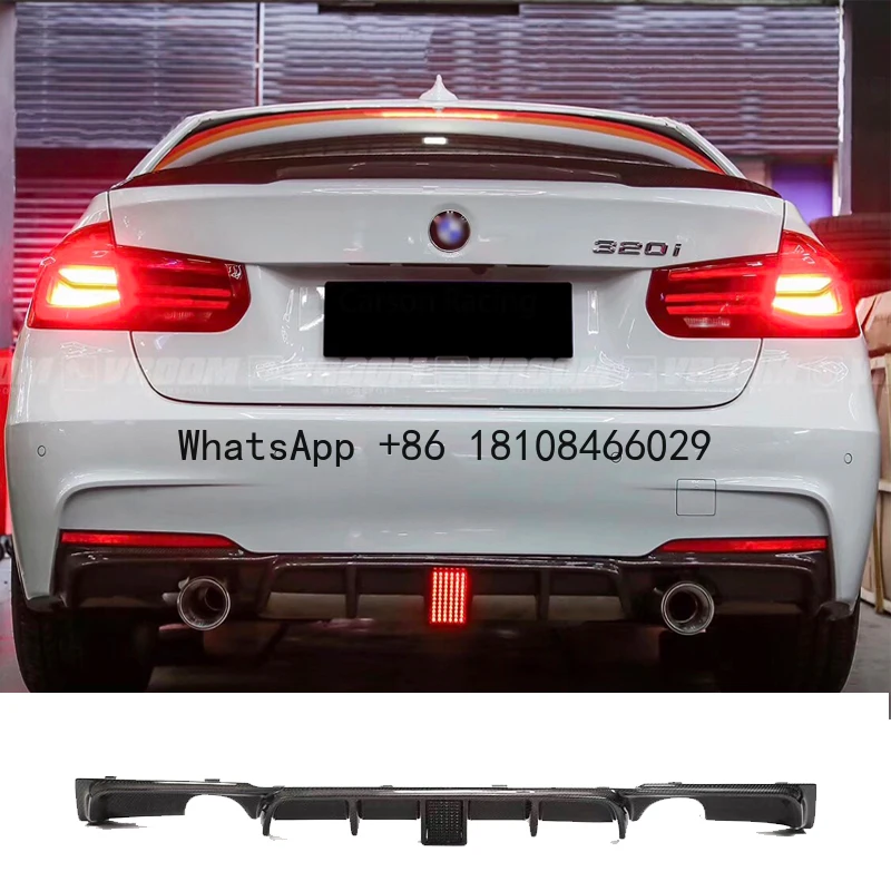 

Для BMW F30 F31 3 серии 2012-2018 задний бампер, диффузор для губ, комплект кузова из настоящего углеродного волокна, спойлер, лезвие, разделитель M-Sport LED